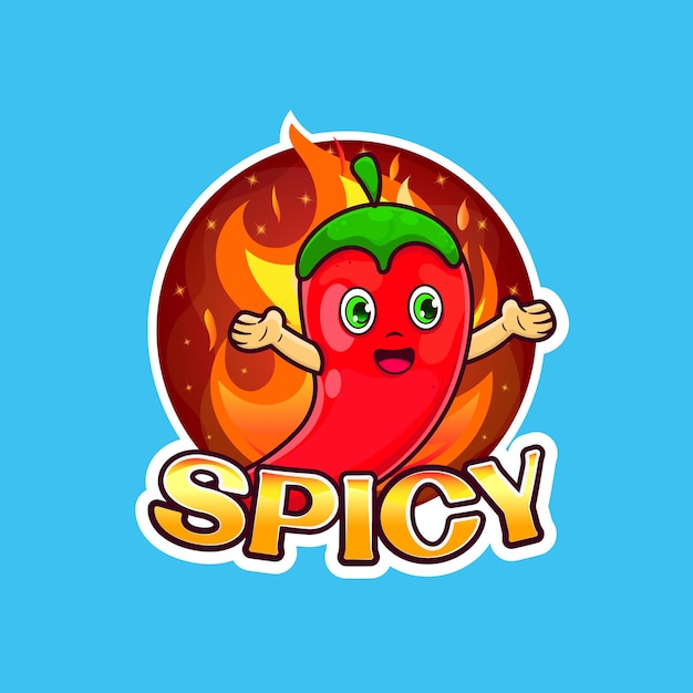 Gráficos vectoriales de mascota de chile caliente tipo de logotipo picante para negocios de alimentos