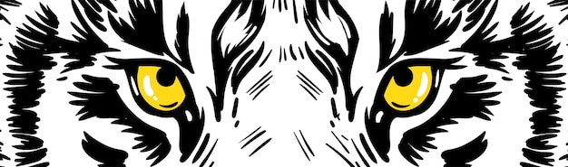 Gráficos vectoriales de ojos de tigre Cartel de banner horizontal con ilustración de vector de ojos de tigre