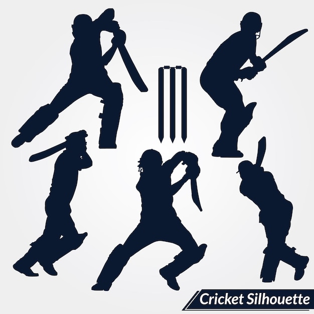 Gráficos vectoriales de silueta de bateador de cricket