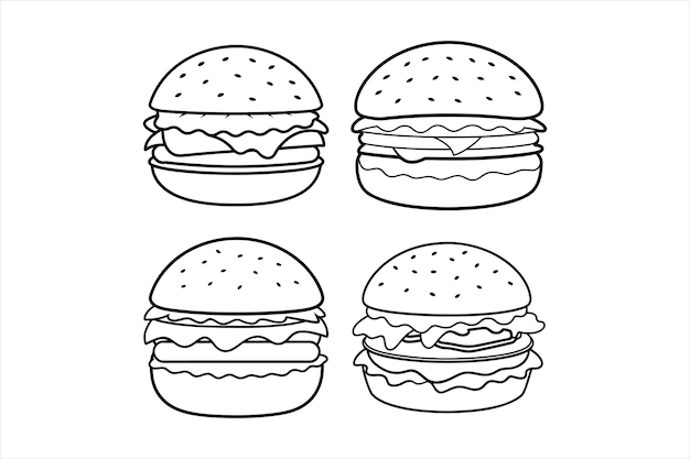 Gráficos vectoriales de silueta de hamburguesa de alta calidad