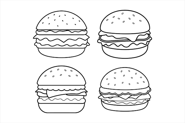 Gráficos vectoriales de silueta de hamburguesa de alta calidad