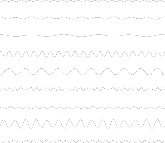 Gráficos vectoriales de varios tipos de líneas onduladas aisladas sobre fondo transparente