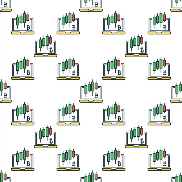 Gráficos de velas en pantalla portátil patrón sin costuras de color vectorial
