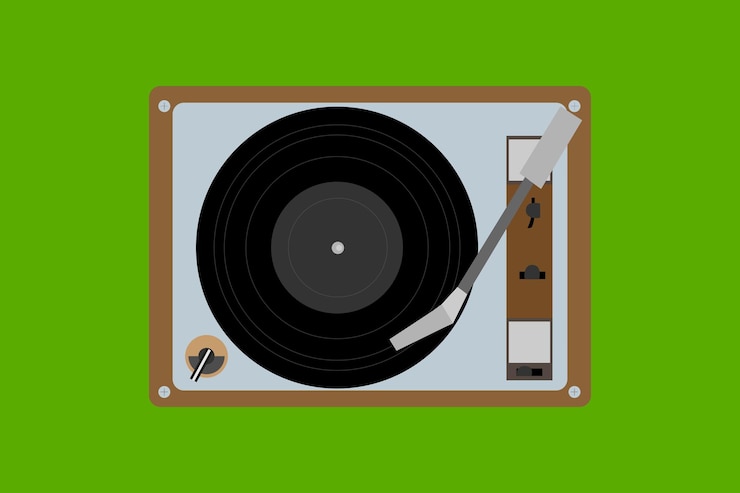 Vector gramófono portátil viejo reproductor de discos