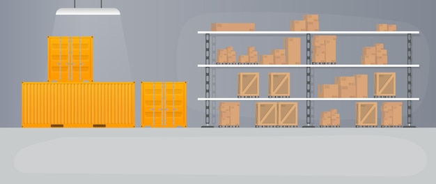 Gran almacén con cajones. rack con cajones y cajas. cajas de cartón.