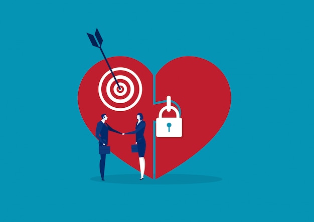 Gran amor con el corazón cerrado y la mano de la gente