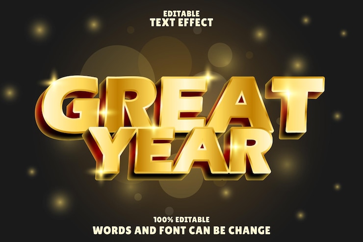 Vector gran año efecto de texto editable relieve estilo de lujo