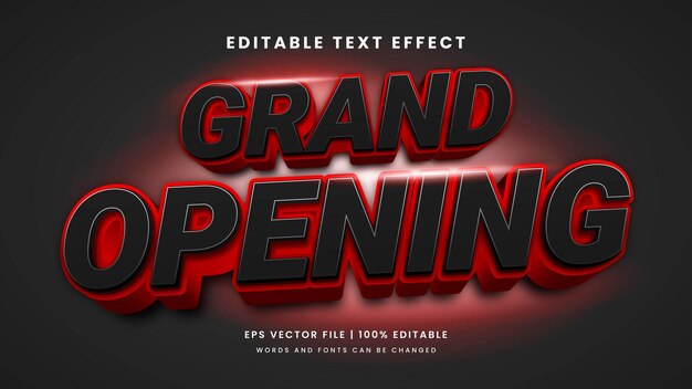 Gran apertura 3D con efecto de texto editable estilo de luz roja