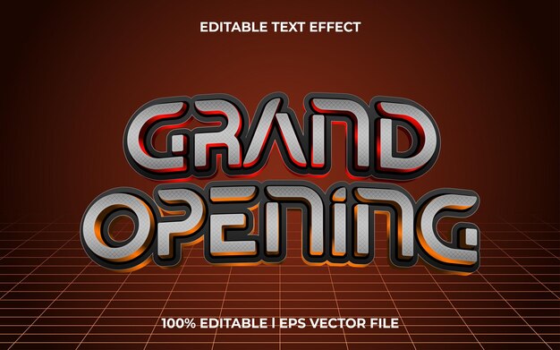 Gran apertura 3D efecto de texto vectorial editable Efecto de texto de concepto moderno con combinación de colores metálicos