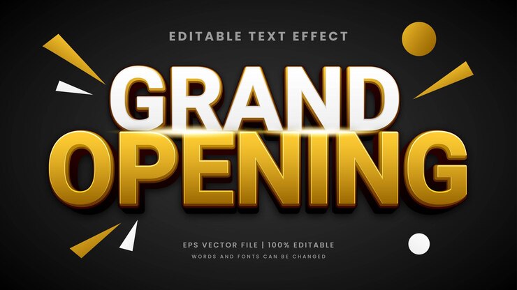 Vector gran apertura de oro efecto de texto 3d editable
