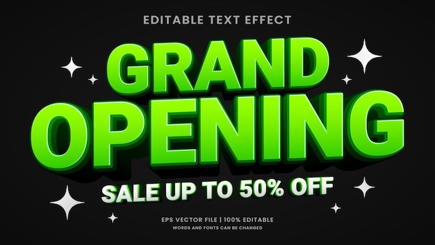 Gran apertura pronto estilo de promoción de efecto de texto editable
