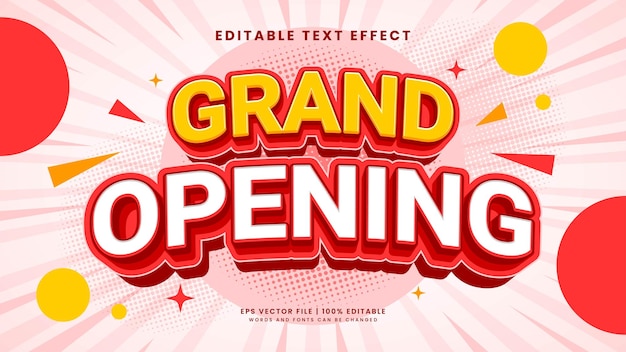 Gran apertura de la venta Efecto de texto editable en 3D