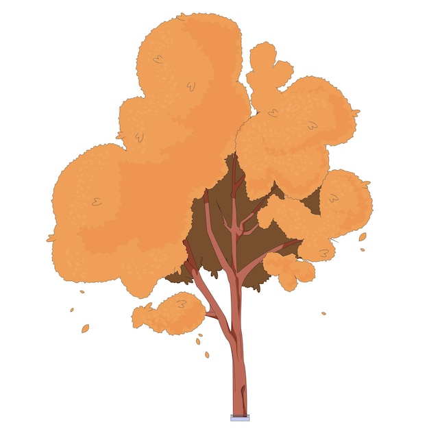 gran árbol amarillo en el período de otoño ilustración vectorial