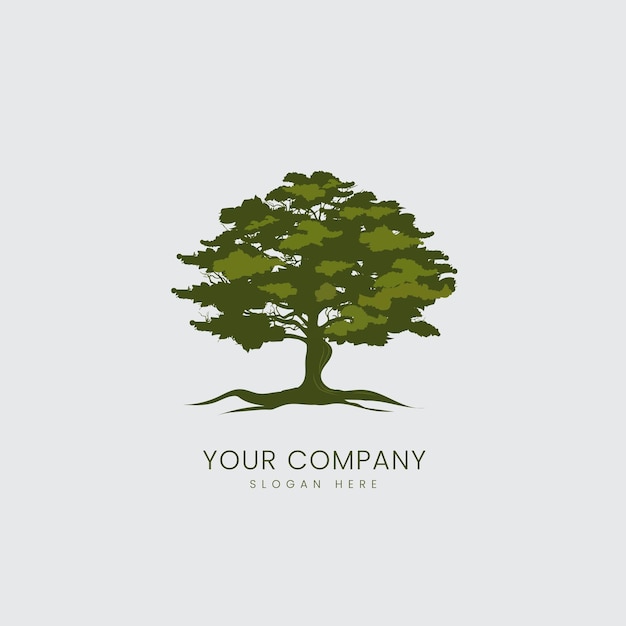 Un gran árbol de diseño de vector de logotipo de roble y una enorme ilustración de icono de árbol aislado