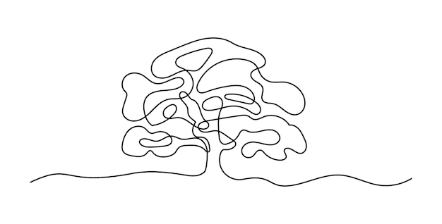 Gran árbol minimalista en línea continuo de una sola línea de arte editable línea