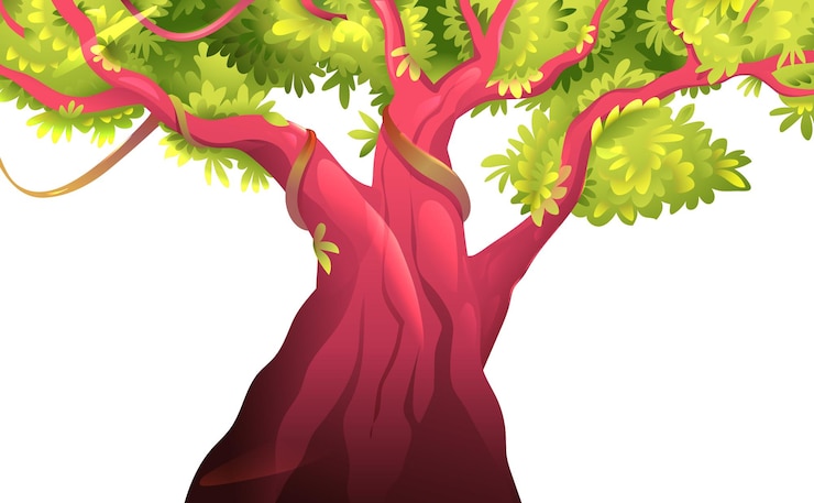 Vector gran árbol viejo aislado fondo de imágenes prediseñadas de la naturaleza