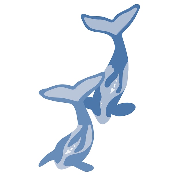 Gran ballena azul diseño de animales de dibujos animados imagen vectorial más grande Una pareja de ballenas asesinas
