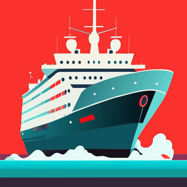 Vector un gran barco detalle simple detalle limpio ilustración vectorial