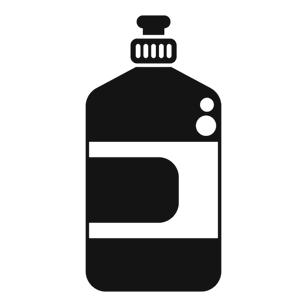 Gran botella de plástico de detergente con el icono de la taza medidora