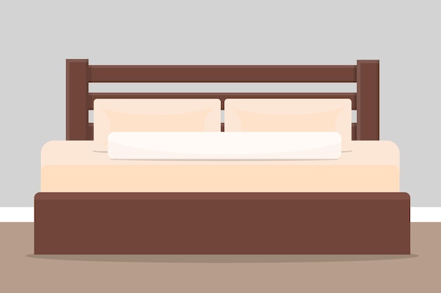 Gran cama doble con almohadas cerca de la pared de la habitación.