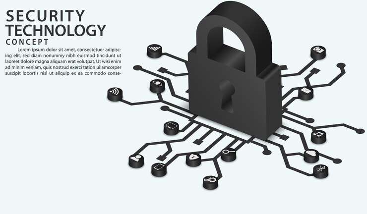 Vector gran candado isométrico y concepto seguro de privacidad de datos protección de datos personales seguridad del sitio web