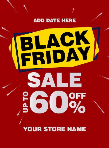 gran cartel de venta del Viernes Negro o diseño de publicaciones en las redes sociales