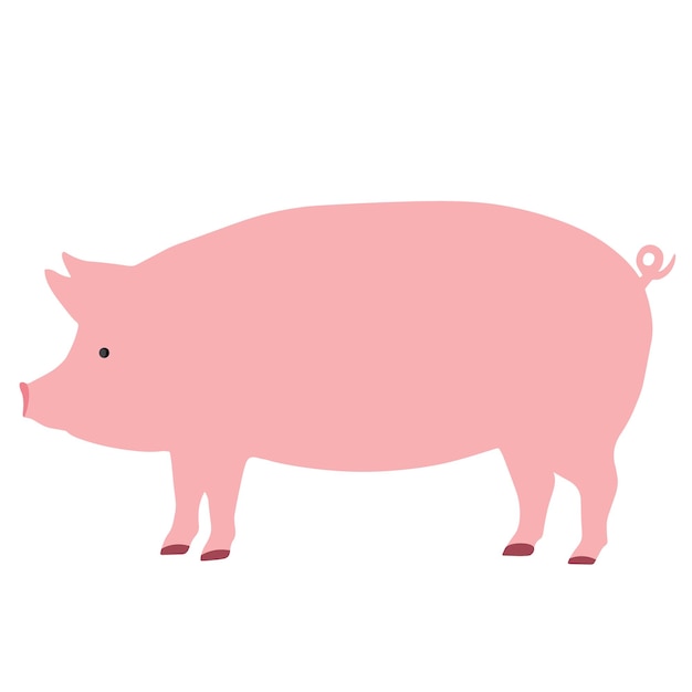 Gran cerdo gordo Ilustración vectorial de un gran cerdo gordo aislado sobre un fondo blanco Vista lateral de estilo plano