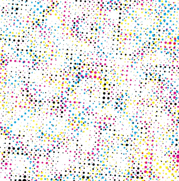 un gran círculo de puntos de color cmyk en un fondo blanco un efecto de puntos coloridos con multicolores
