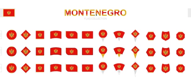 Gran colección de banderas de Montenegro de varias formas y efectos.