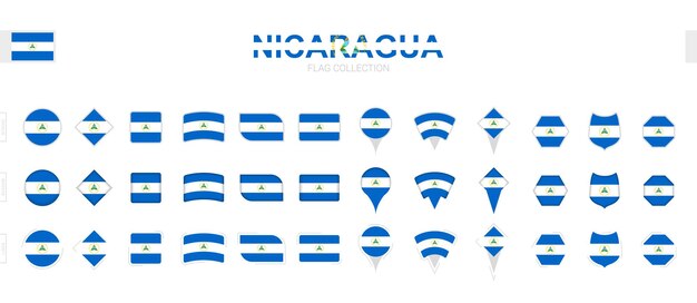 Gran colección de banderas de Nicaragua de varias formas y efectos.
