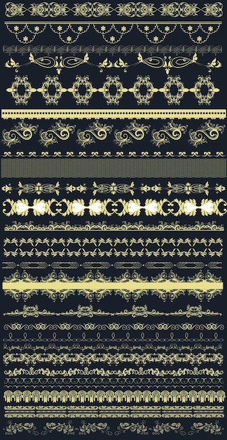 Gran colección de bordes vectoriales antiguos para el diseño