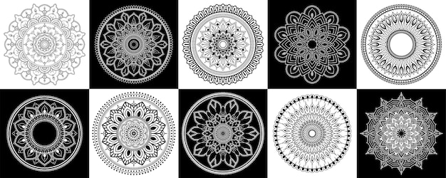 Gran colección de decoración de patrones de mandala.
