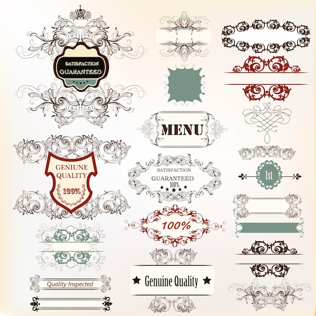 Gran colección de elementos caligráficos para el diseño