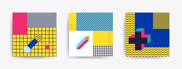 Gran colección con fondos de moda editables para animación, publicidad, banner comercial, flayer, venta, marco. Afiche simple, parches, insignias en estilos mixtos.
