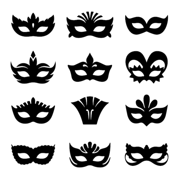 Gran colección de mascaradas de fiesta de máscaras siluetas de fiesta de mascaras de fiesta íconos de siluetas elegantes