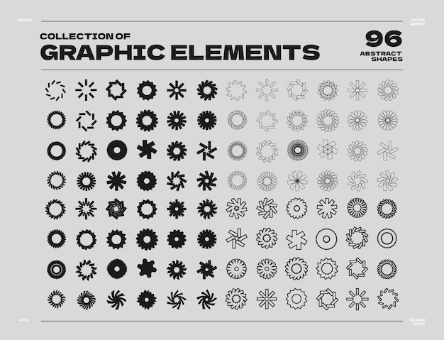 Gran colección de objetos y símbolos geométricos gráficos abstractos