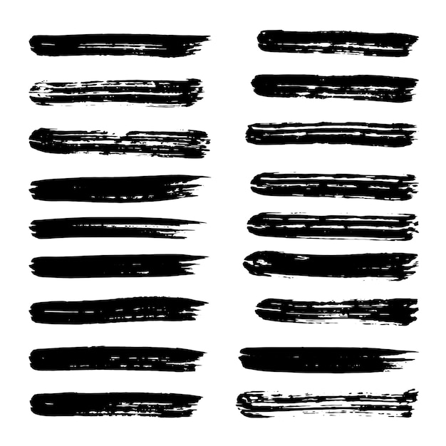 Gran colección de pinceladas de caligrafía dibujadas a mano textura de pintura negra conjunto ilustración vectorial