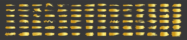 Gran colección de pinceles de pintura dorados Colección vectorial de pintura dorada artística
