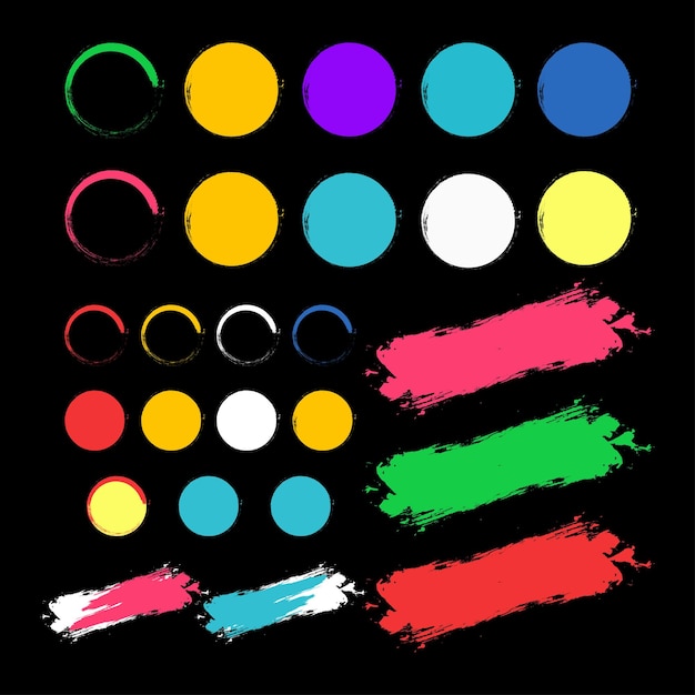 Gran colección de pintura negra, tinta, pinceladas, pinceles, líneas sucias, diseño artístico sucio.