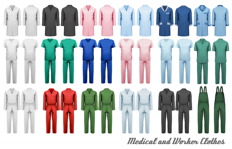 Vector gran colección de ropa médica y de trabajo. ilustración