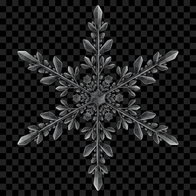 Gran y complejo copo de nieve navideño translúcido en colores grises para usar en fondo oscuro Transparencia solo en formato vectorial