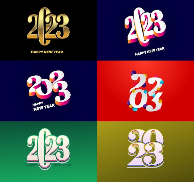 Vector gran conjunto de 2023 diseño de texto de logotipo de feliz año nuevo 2023 plantilla de diseño de número vector ilustración de año nuevo