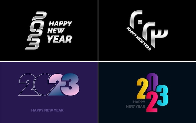 Gran conjunto de 2023 Diseño de texto de logotipo de feliz año nuevo Plantilla de diseño de número 2023 Colección de símbolos de Feliz año nuevo 2023 Ilustración de vector de año nuevo