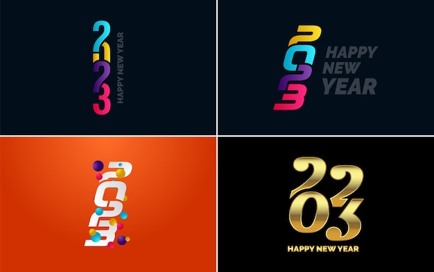 Gran conjunto de 2023 Diseño de texto de logotipo de feliz año nuevo Plantilla de diseño de número 2023 Colección de símbolos de Feliz año nuevo 2023 Ilustración de vector de año nuevo