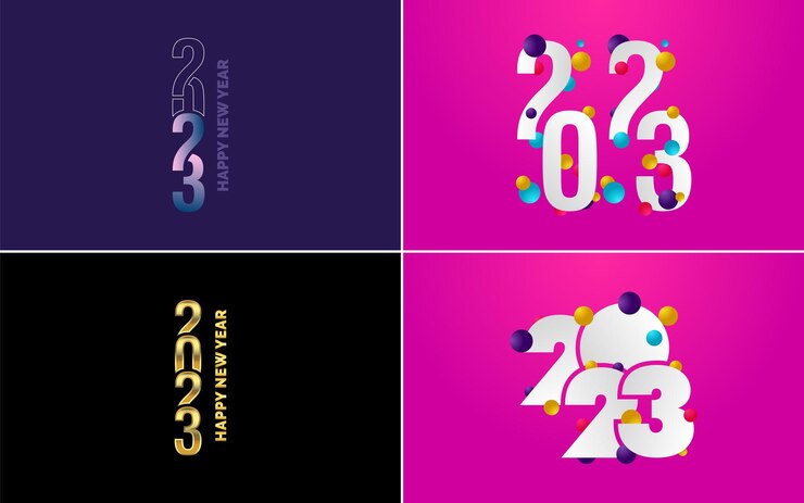 Vector gran conjunto de 2023 diseño de texto de logotipo de feliz año nuevo plantilla de diseño de número 2023 colección de símbolos de feliz año nuevo 2023 ilustración de vector de año nuevo