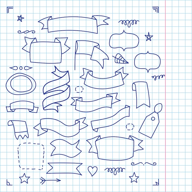 Vector gran conjunto de 38 elementos de doodle diferentes