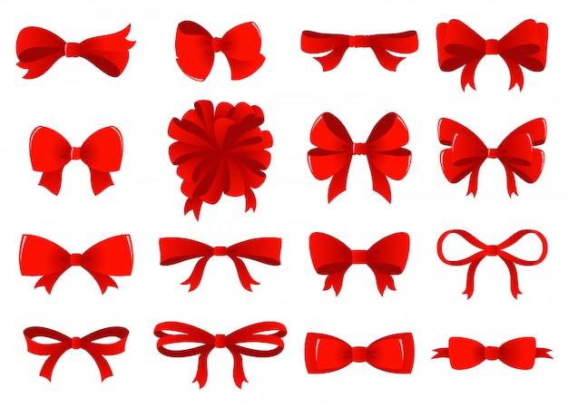 Gran conjunto de arcos de regalo rojos con cintas