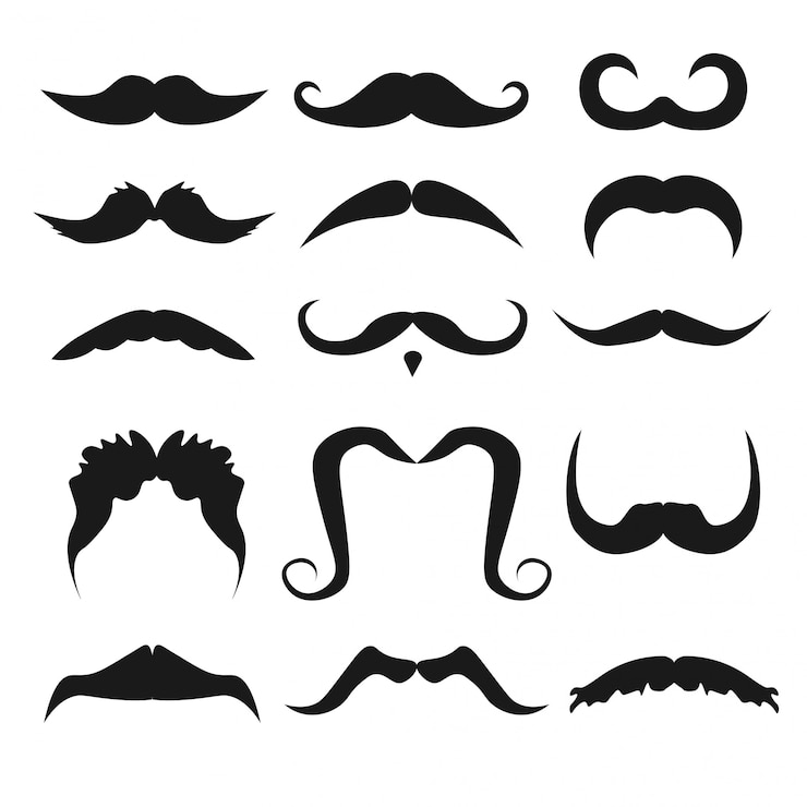 Vector gran conjunto de bigote aislado sobre fondo blanco.