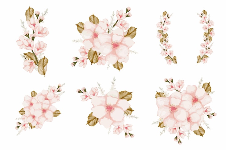 Vector gran conjunto botánico de flores silvestres conjunto de piezas separadas y unidas a un hermoso ramo de flores en estilo de colores de agua en la ilustración de vector plano de fondo blanco
