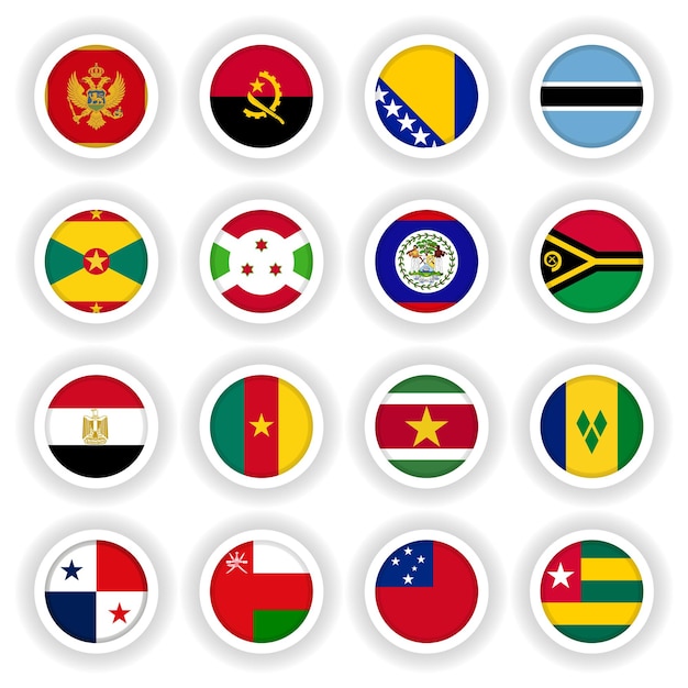 Un gran conjunto de botones de bandera 3D